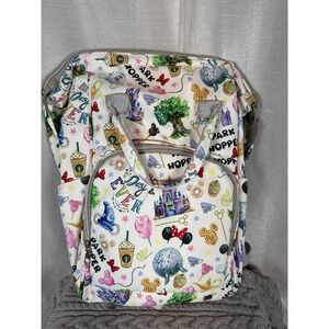 Disney Park Hopper Print Backpack White Castle Mickey Mouse Theme Park bag